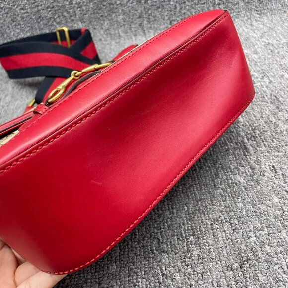 100% Authentic Gucci Lady Web Leather Shoulder Bag - Picture 6 of 15